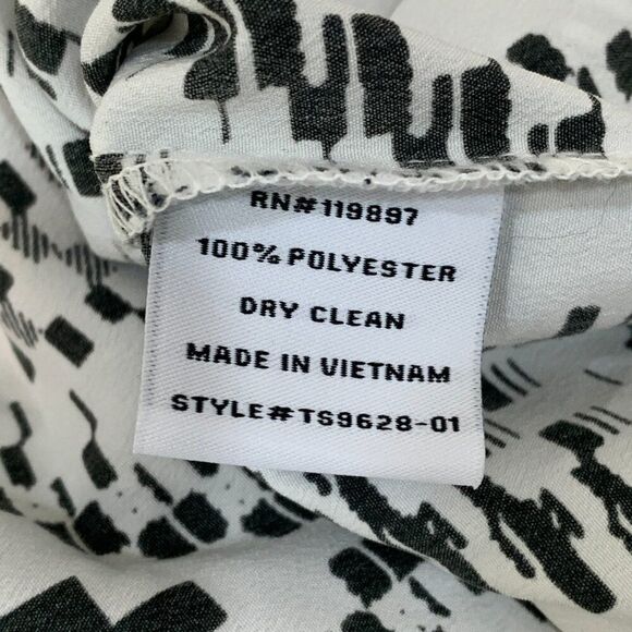 Collective Concepts sz L Blouse Sleeveless Top Black White Lightweight V-neck - Picture 6 of 6